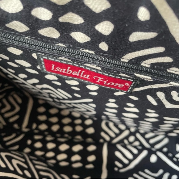 Isabella Fiore Beaded Sequined Paisley Cloth Leather Trim Black Red Shoulder Bag - Picture 9 of 12